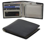 Mens RFID Blocking Small Bifold Leather Wallet for Cards Cash and Coins 1050 Black Grey - StarHide